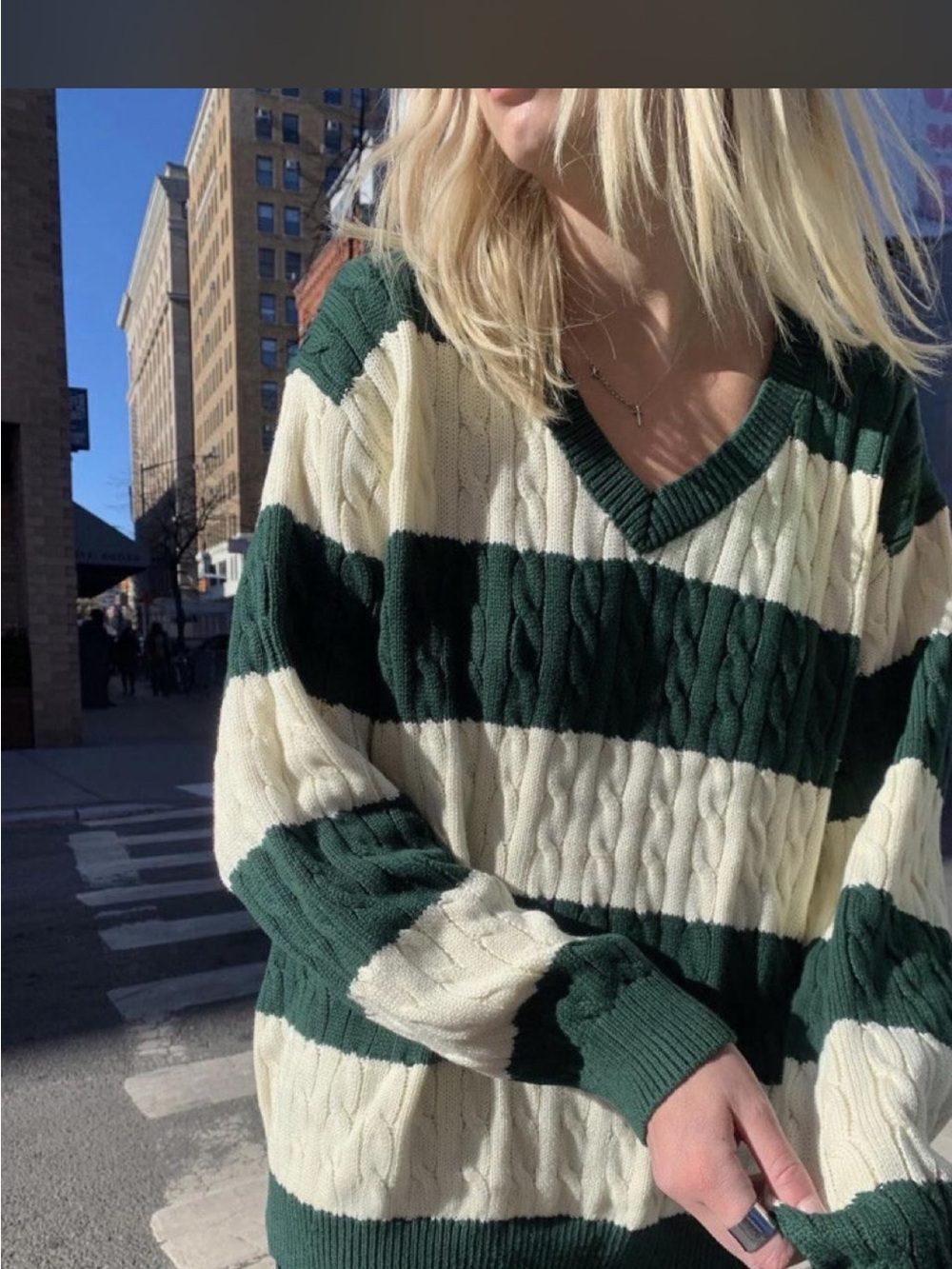 Brandy Melville Nikki Stripe Sweater Green
